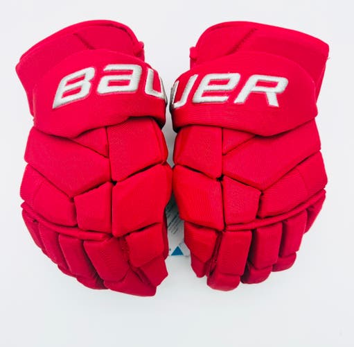 New Custom Red OHIO State Bauer Supreme Mach Hockey Gloves-13"-Grey Clarino Palms