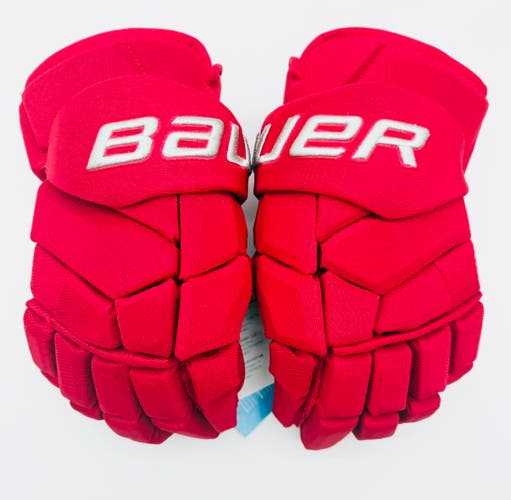New Custom Red OHIO State Bauer Supreme Mach Hockey Gloves-14"-Grey Clarino Palms