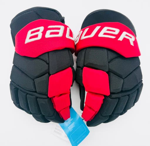 New Custom Black/Red OHIO State Bauer Supreme Mach Hockey Gloves-14"-Grey Clarino Palms
