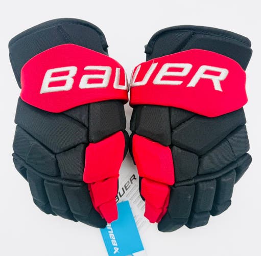 New Custom Black/Red OHIO State Bauer Supreme Mach Hockey Gloves-13"-Grey Clarino Palms
