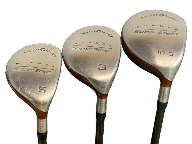 TaylorMade Burner SuperSteel Wood Set Driver,3w,5w RH R-80 Regular Flex Bubble