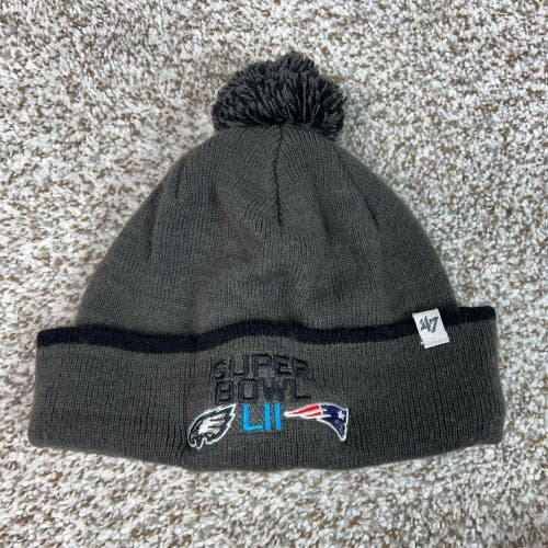 Philadelphia Eagles Hat Men One Size Gray Pom Super Bowl LII Beanie Football NFL