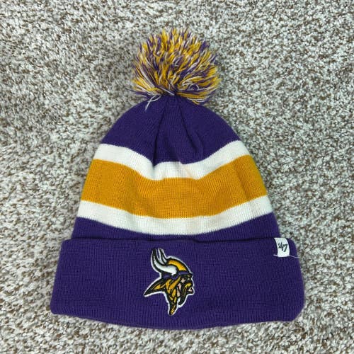 Minnesota Vikings Hat Mens One Size Purple Winter Beanie Pom Football NFL Logo