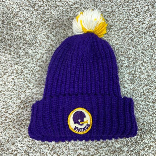 Minnesota Vikings Hat Mens One Size Purple Winter NFL Football Pom Knit Cap