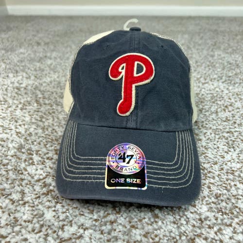 Philadelphia Phillies Hat Mens One Size Navy MLB Baseball Strapback Logo Sports