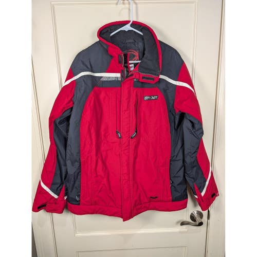 Spyder XT 5000 Mens Ski Jacket Red Charcoal Grey Colorblock Size Large