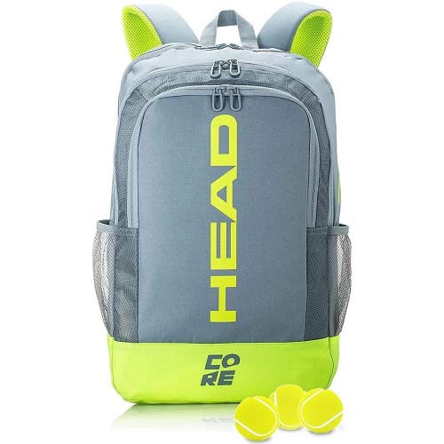 *NWT* HEAD CORE TENNIS / PICKLEBALL RACQUET BACKPACK (GREY/YELLOW) #284261-11VN