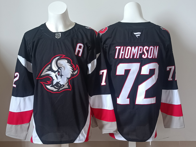 Men's Buffalo Sabres Tage Thompson #72 Stitched Black Jersey Ice Hockey Jersey size 52