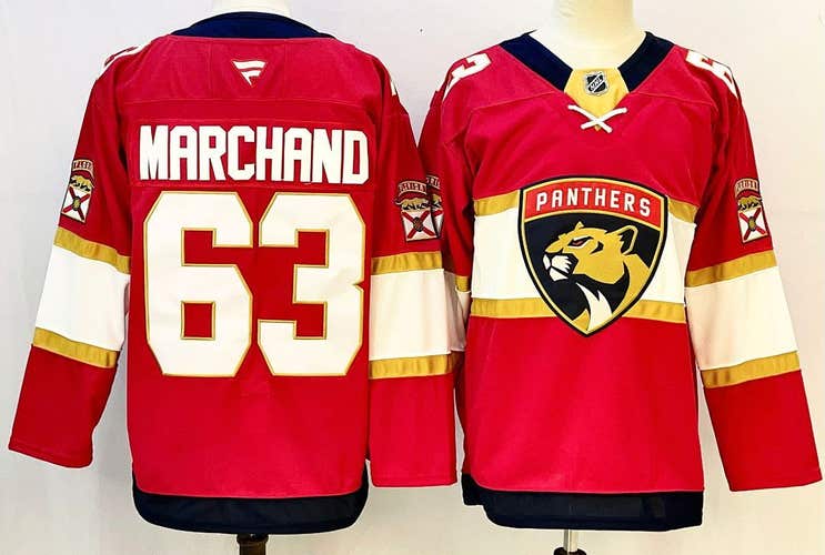 Florida Panthers Marchand #63 Stitched Red Jersey Ice Hockey Jersey Size 54