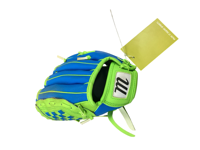 Used Mizuno MVP YOUTH BB/SB Glove LH Throw Green And Royal Blue 9" 11613-S000190971