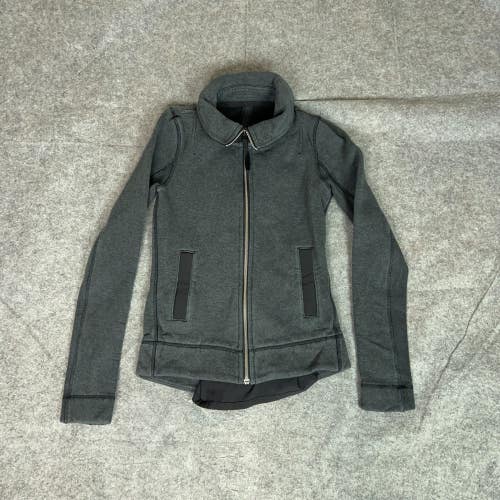 Lululemon Womens Jacket 4 Gray Black Sweatshirt En Route Athleisure Back Zip