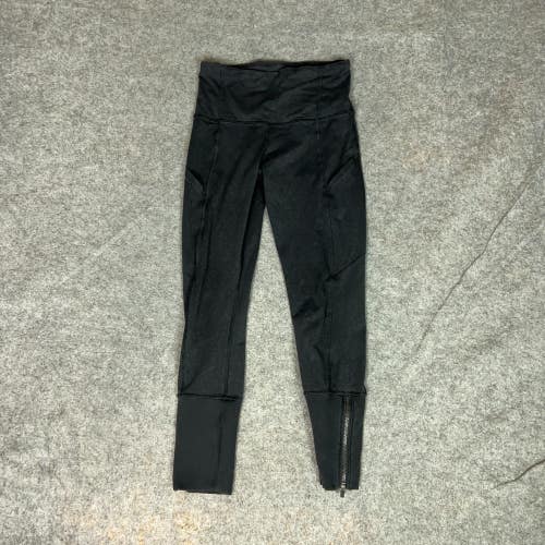 Lululemon Womens Leggings 2 Black Compression Pants Athleisure Workout Ankle Zip
