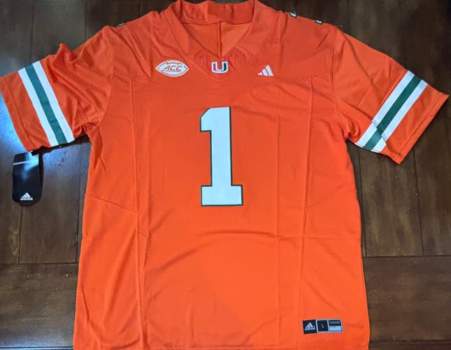 Malachi Toney Miami Hurricanes Stitched Orange Jersey #1 Adult Large NWT