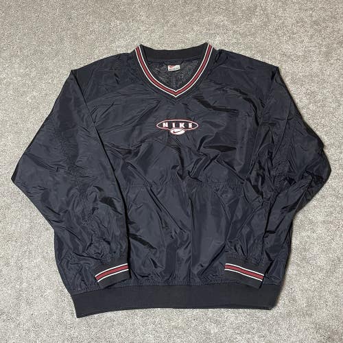 Vintage Nike Center Swoosh Windbreaker Jacket Pullover Black 90s Mens Size XL