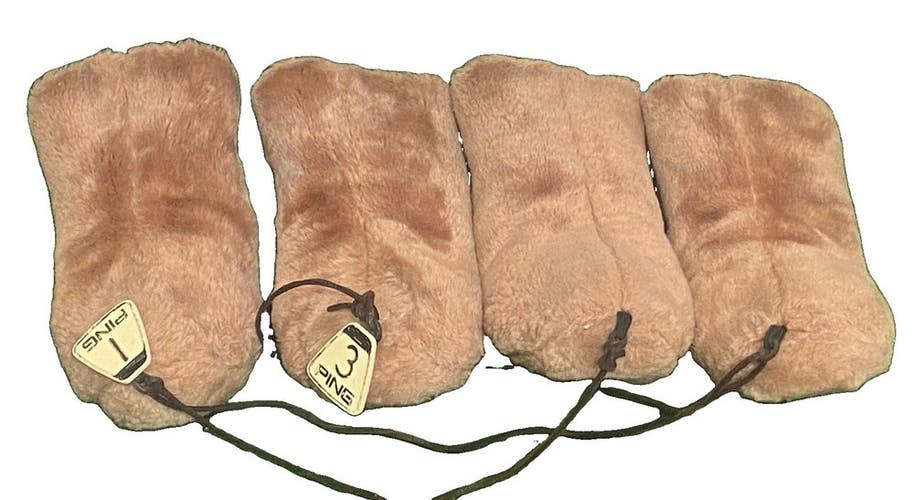 Ping Four-Piece Vintage Fuzzy Headcover Set On String - 1w, 3w, Fairway Woods