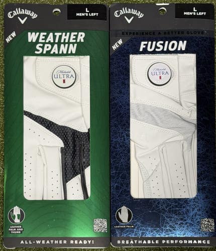 Callaway Weather Spann / Fusion "Michelob Ultra" Mens Golf Glove 2-Pack Large L