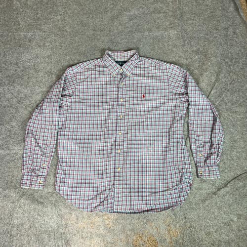 Ralph Lauren Men Shirt Extra Large Blue Purple Red Pony Preppy Classic Work Top