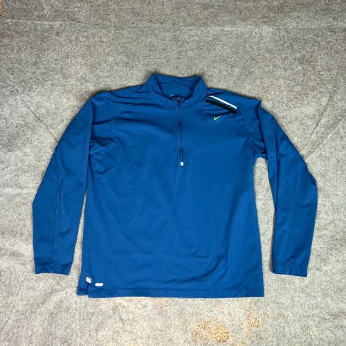 Nike Mens Pullover Extra Large Blue Sweater Sports DriFit Swoosh Sports Running