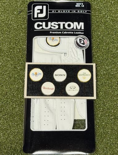 FootJoy FJ Custom Leather Golf Glove Mens Medium Large w/ Magnetic Ball Markers