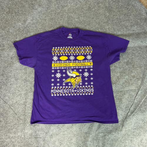 Minnesota Vikings Mens Shirt Extra Large Purple Gold Tee T Winter Holiday NFL