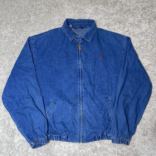 Polo Ralph Lauren Denim Jacket Mens XXL Full Zip Lightweight USA Vintage 90s