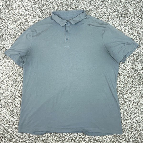 Lululemon Polo Shirt Mens XL Gray Solid Jersey Knit Casual Basic Top Golf Sport
