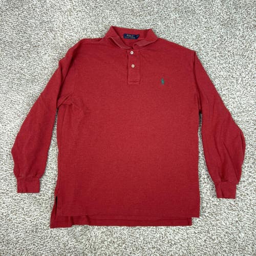 Polo Ralph Lauren Polo Shirt Mens Large Red Long Sleeve Cotton Pony Logo Top