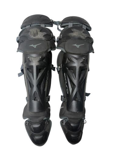 Used Mizuno SAMURAI Catchers Leg Guards Black Adult 11835-S000213192