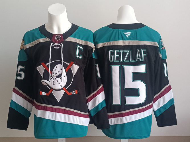 Men's Anaheim Ducks Ryan Getzlaf #15 Stitched Black Jersey Ice Hockey Jersey size 52