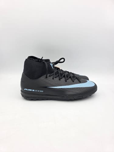 Nike Zoom Mercurial Superfly 10 Academy TF Turf Black Ice Blue Sz 6.5 FQ8331-001