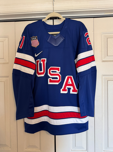 USA Hockey Jersey 2026 Olympics Dylan Larkin Medium Nike Red Wings Blue