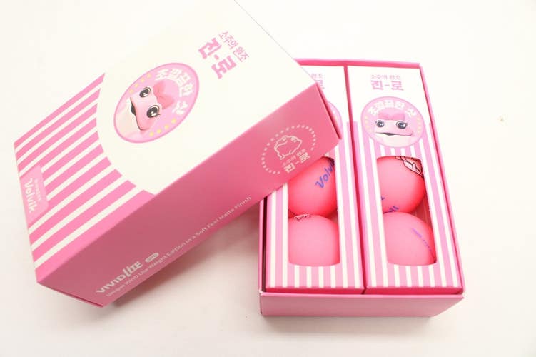 NEW KOREAN "JINRO X VOLVIK" 6 PINK GOLF BALLS PROMO SET