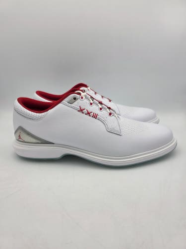 Size 11 - Nike Air Jordan ADG 5 Golf Shoes White Fire Red Metallic FQ6642-101