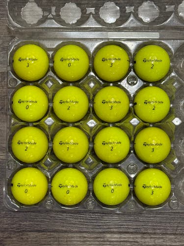 16 TaylorMade Distance+ Yellow Golf Balls - 5A/4A Condition