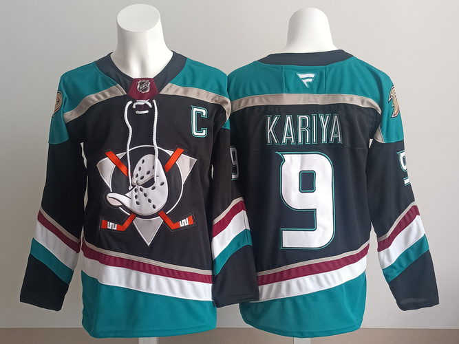 Men's Anaheim Ducks Paul Kariya #9 Stitched Black Jersey Ice Hockey Jersey Size 50