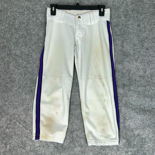 Pro Look Sports Womens Softball Pants 30 White Purple Stripe New York Violets