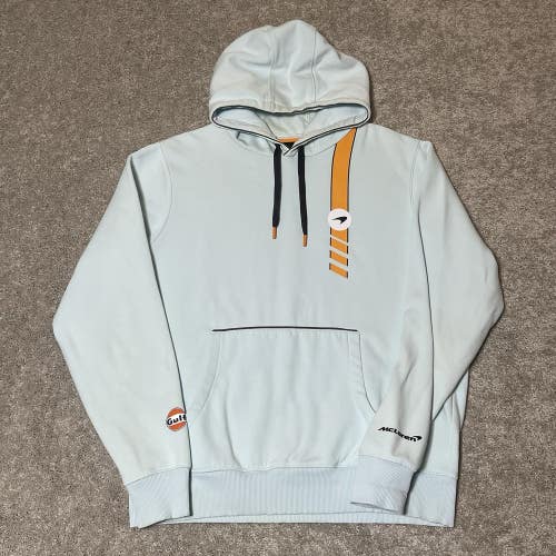 McLaren F1 Gulf Racing Hoodie Sweatshirt Light Blue Mens Size Large Rare