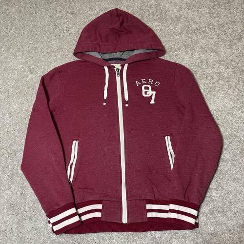 Aeropostale Aero 87 Hoodie Mens XL Maroon Fleece Full Zip Sweatshirt 2013