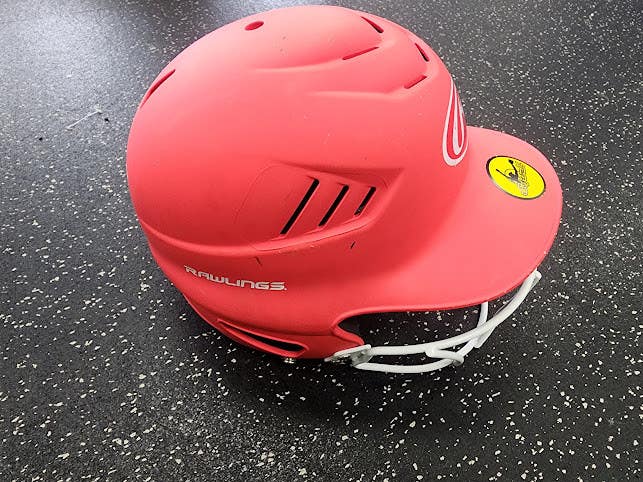 Used Rawlings RCFH Batting Helmet w/Mask Red S/M 11849-S000044954
