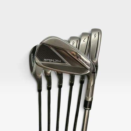 TaylorMade Stealth Iron Set 5-PW SW KBS MAX MT 85 Stiff Flex Oversize Grips RH