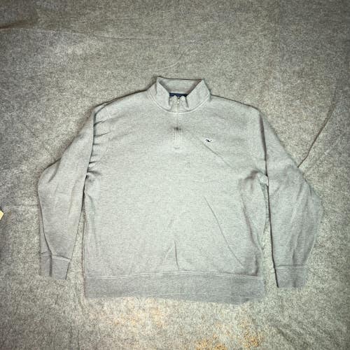 Vineyard Vines Men Shirt Extra Large Gray Pullover Whale Embroidered Preppy Pima