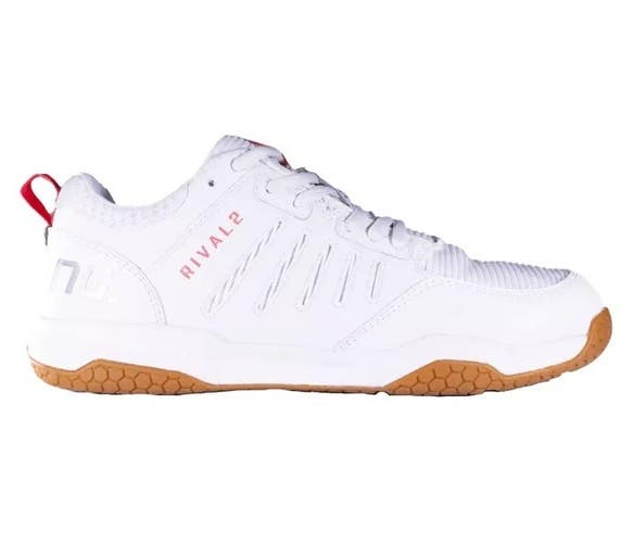 SALMING RIVAL 2 JUNIOR INDOOR COURT SHOES (WHITE/CORAL/SILVER) #1233101 SZ 6