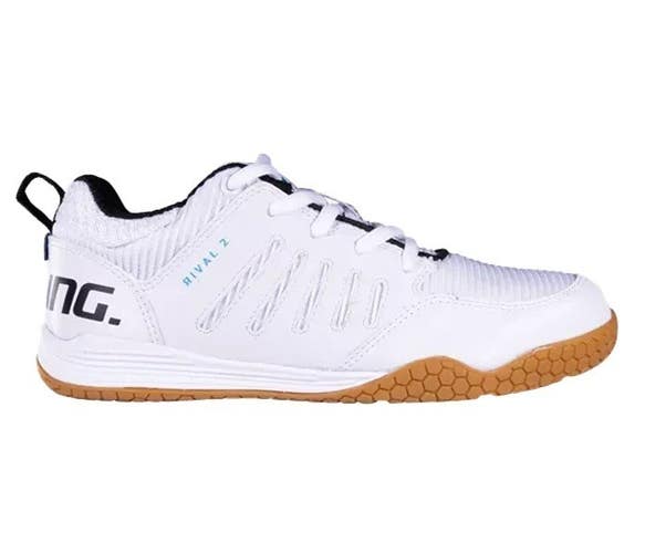 SALMING RIVAL 2 JUNIOR INDOOR COURT SHOES (WHITE/BLACK/CYAN) #1233104 SZ 3
