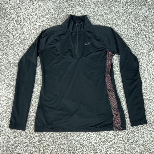 Nike Pullover Womens Small Black Dri-FIT Pro 1/4 Zip Mock Neck Running Top Sport