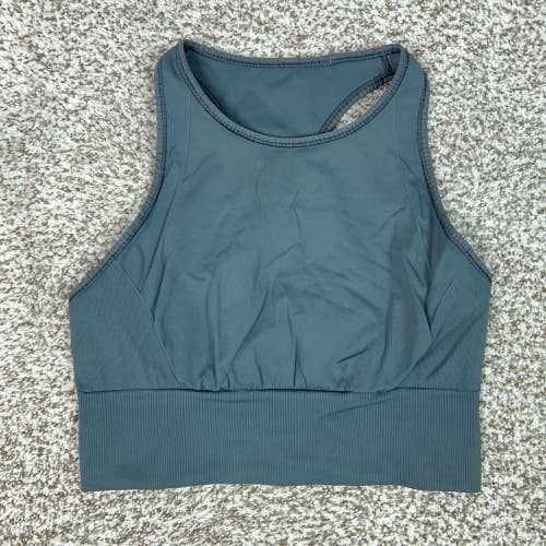 Lululemon Tank Top Womens 8 Blue Gray High Neck Cropped Racerback Yoga Workout
