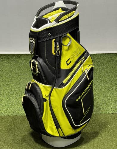 Sun Mountain C-130 Golf Cart Bag 14-Way Divider Black/Citron with Rain Hood