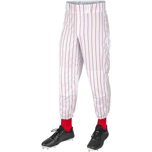 Champro Youth/Adult White With Red Pinstripes Full Length Baseball Pant NWT
