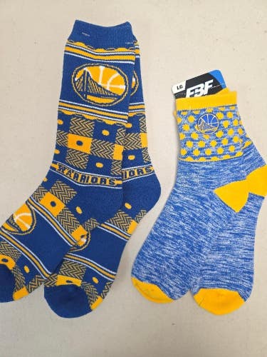 ST1 Mens NBA GOLDEN STATE WARRIORS Crew Socks Lot of 2 Pair LARGE New