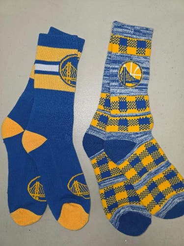 ST4 Mens NBA GOLDEN STATE WARRIORS Crew Socks Lot of 2 Pair LARGE New