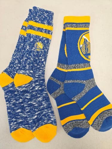 ST5 Mens NBA GOLDEN STATE WARRIORS Crew Socks Lot of 2 Pair LARGE New